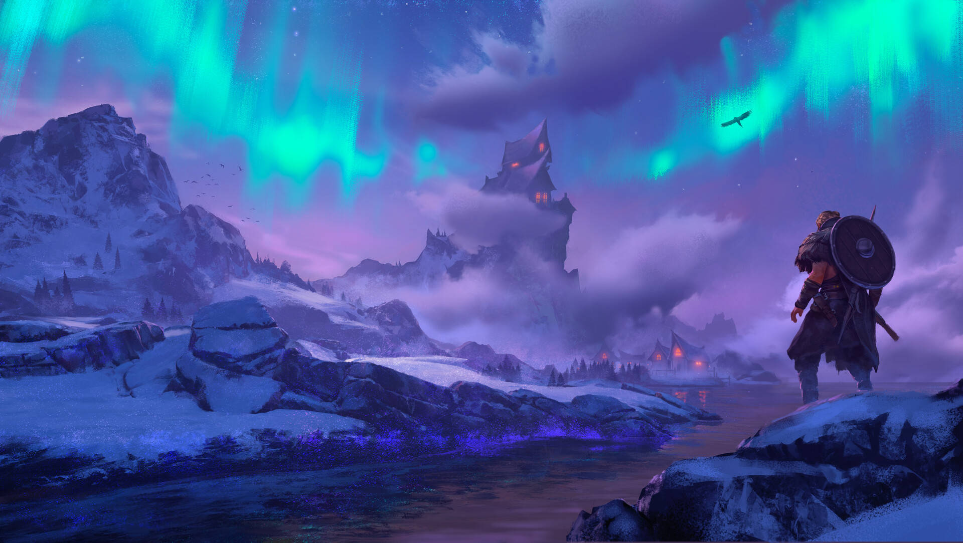 Ac Valhalla Aurora Borealis Background