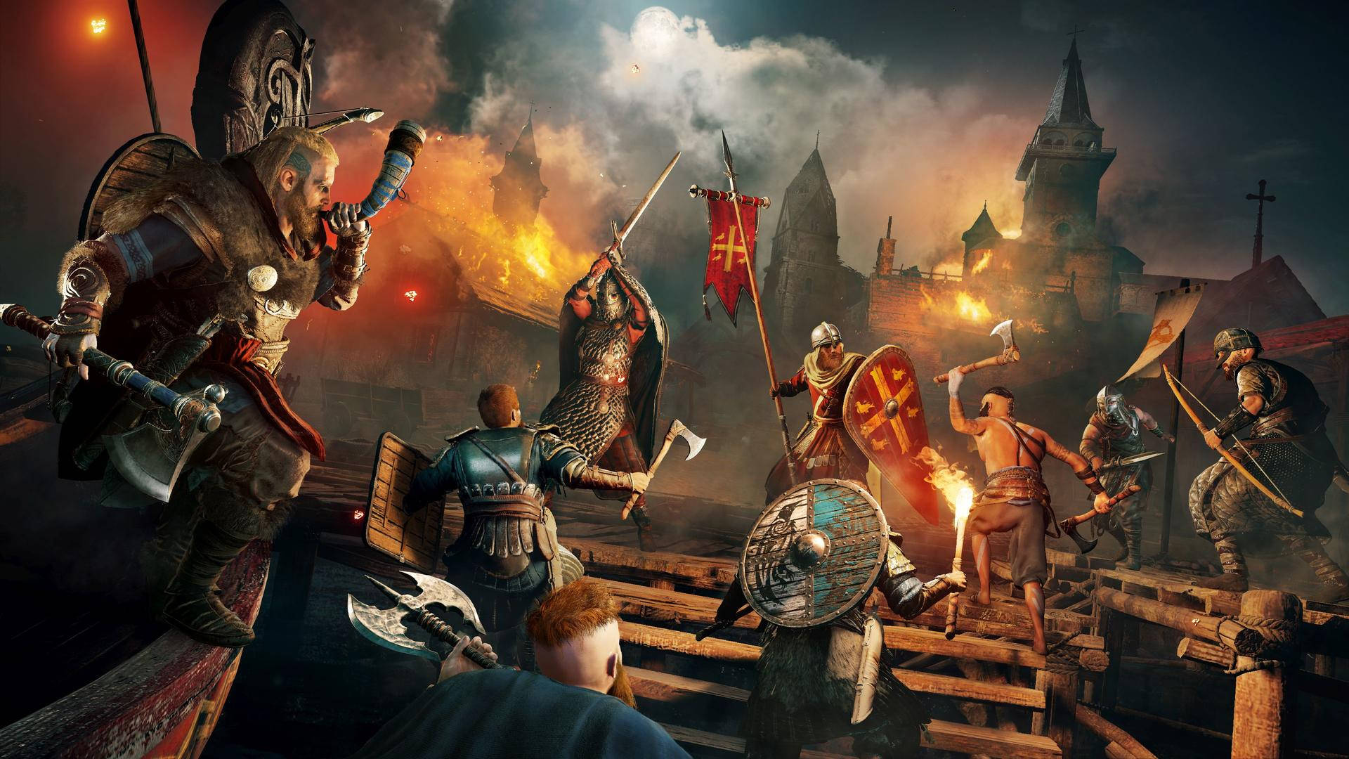 Ac Valhalla Battle Against Romans Background