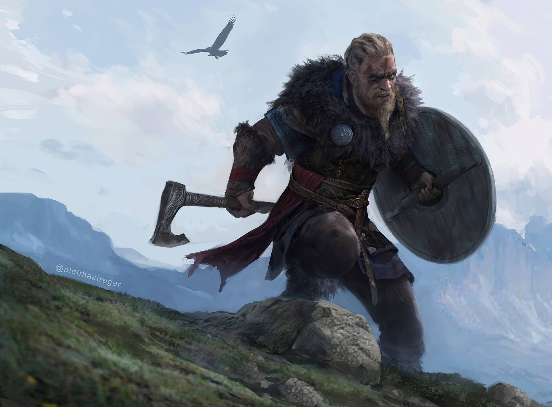 Ac Valhalla Eivor Viking Warrior Background