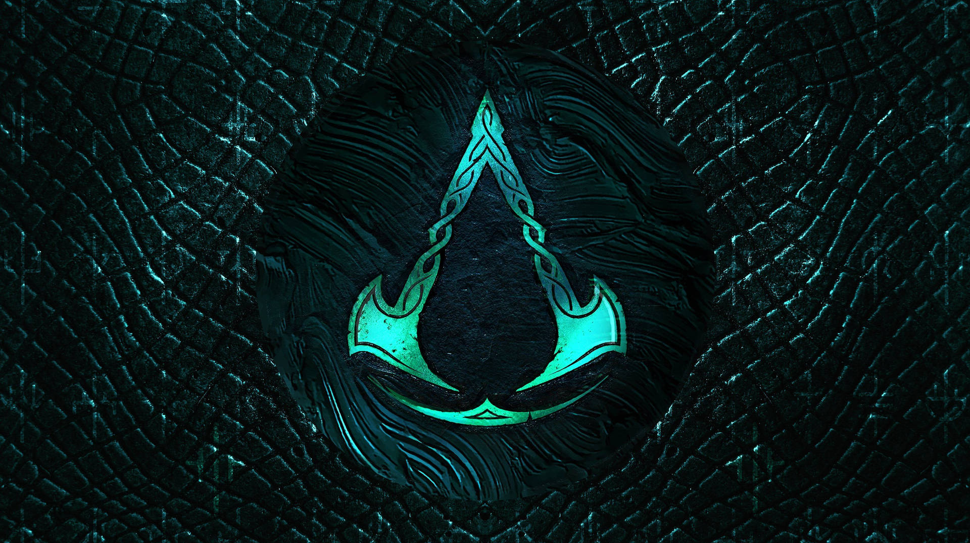 Ac Valhalla Metallic Green Logo Background