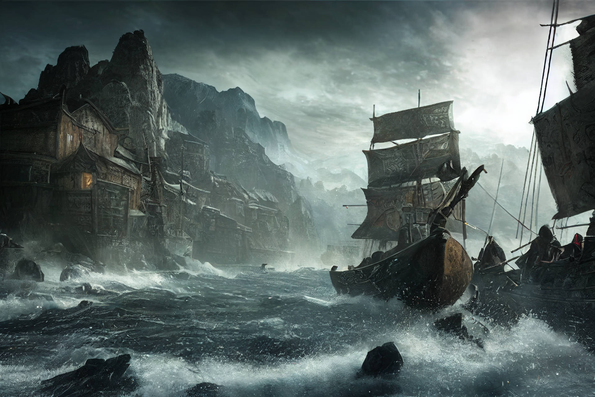 Ac Valhalla Pirate Ship Background