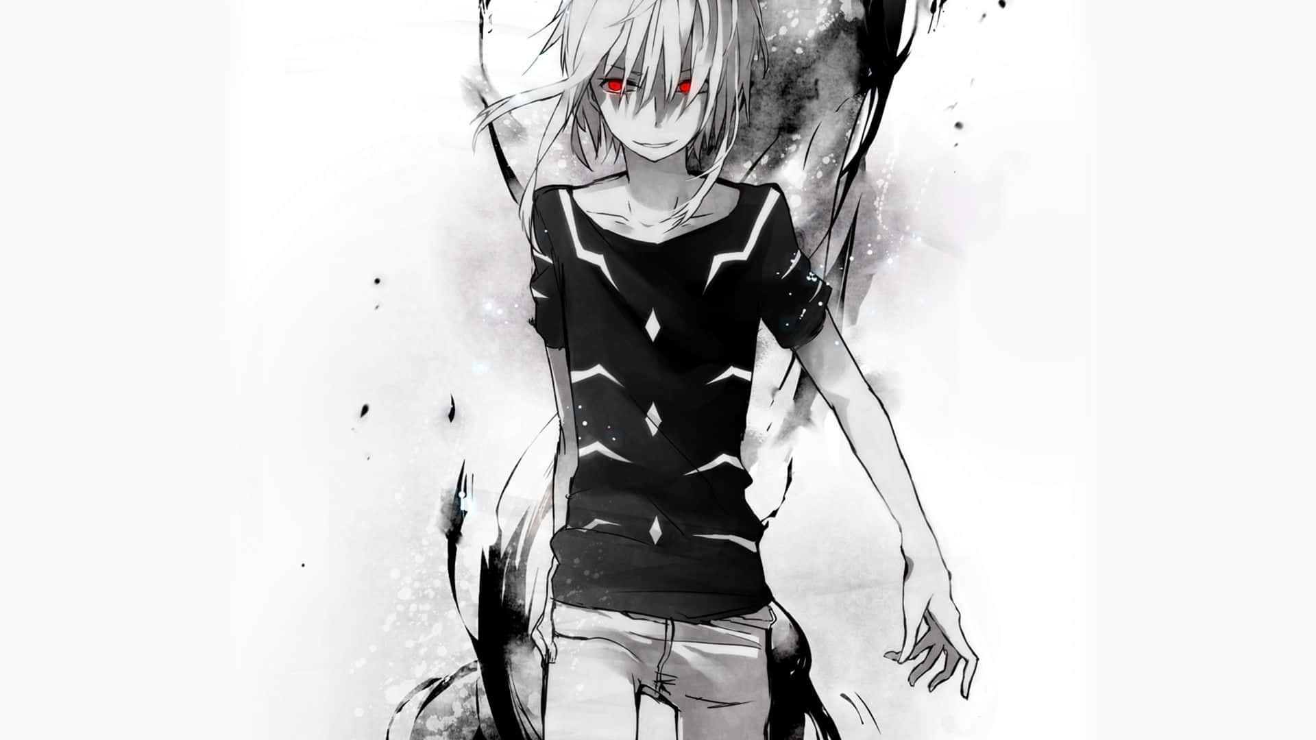 Accelerator In Black And White Anime Pfp Background