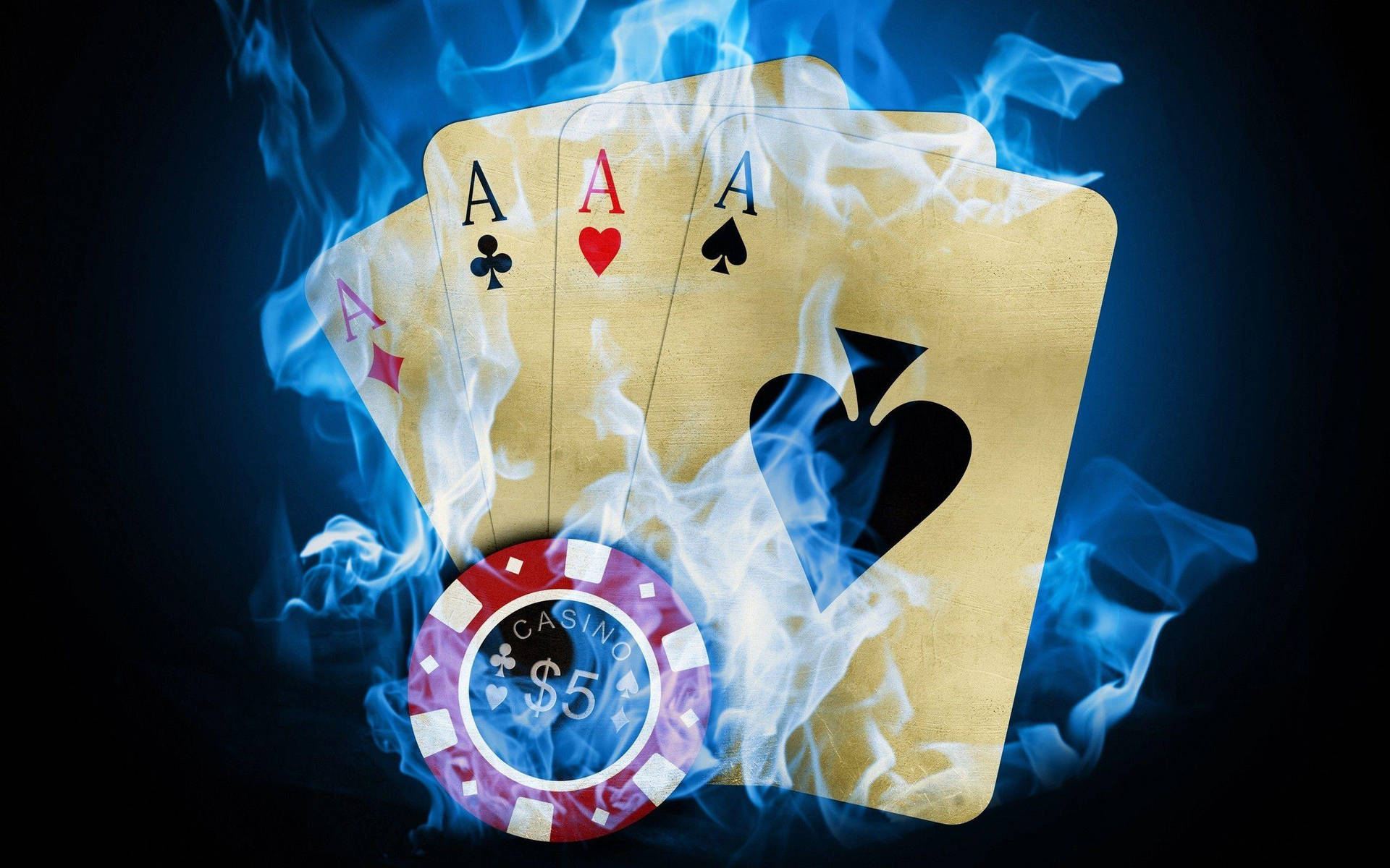 Ace Card Full Deck Blue Flame Art Background