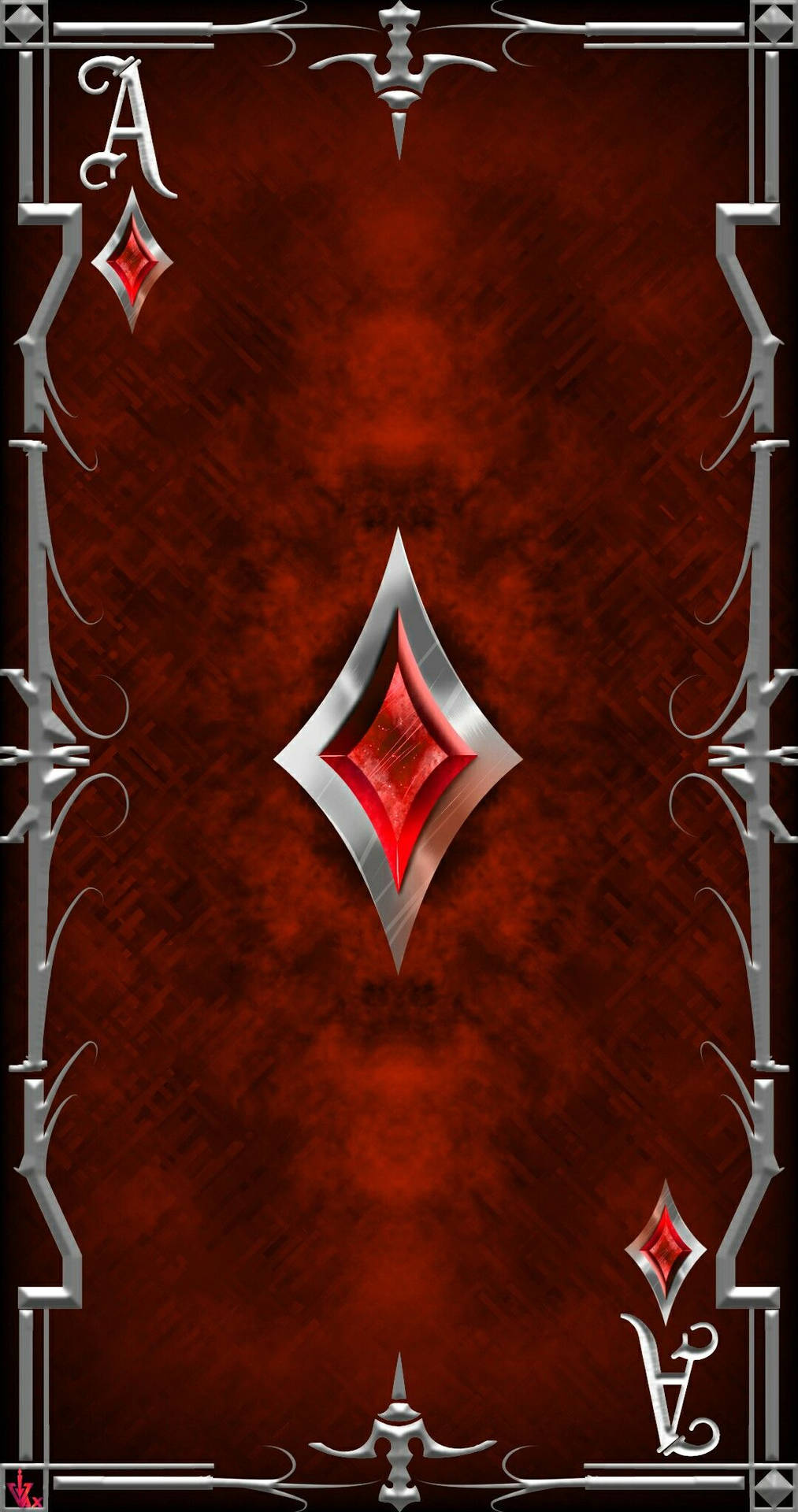 Ace Card Red Diamond Full-screen Design Mobile Background