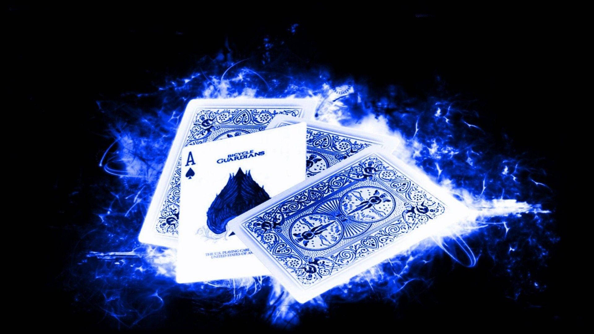 Ace Card Spade Blue Flame Black Desktop Background