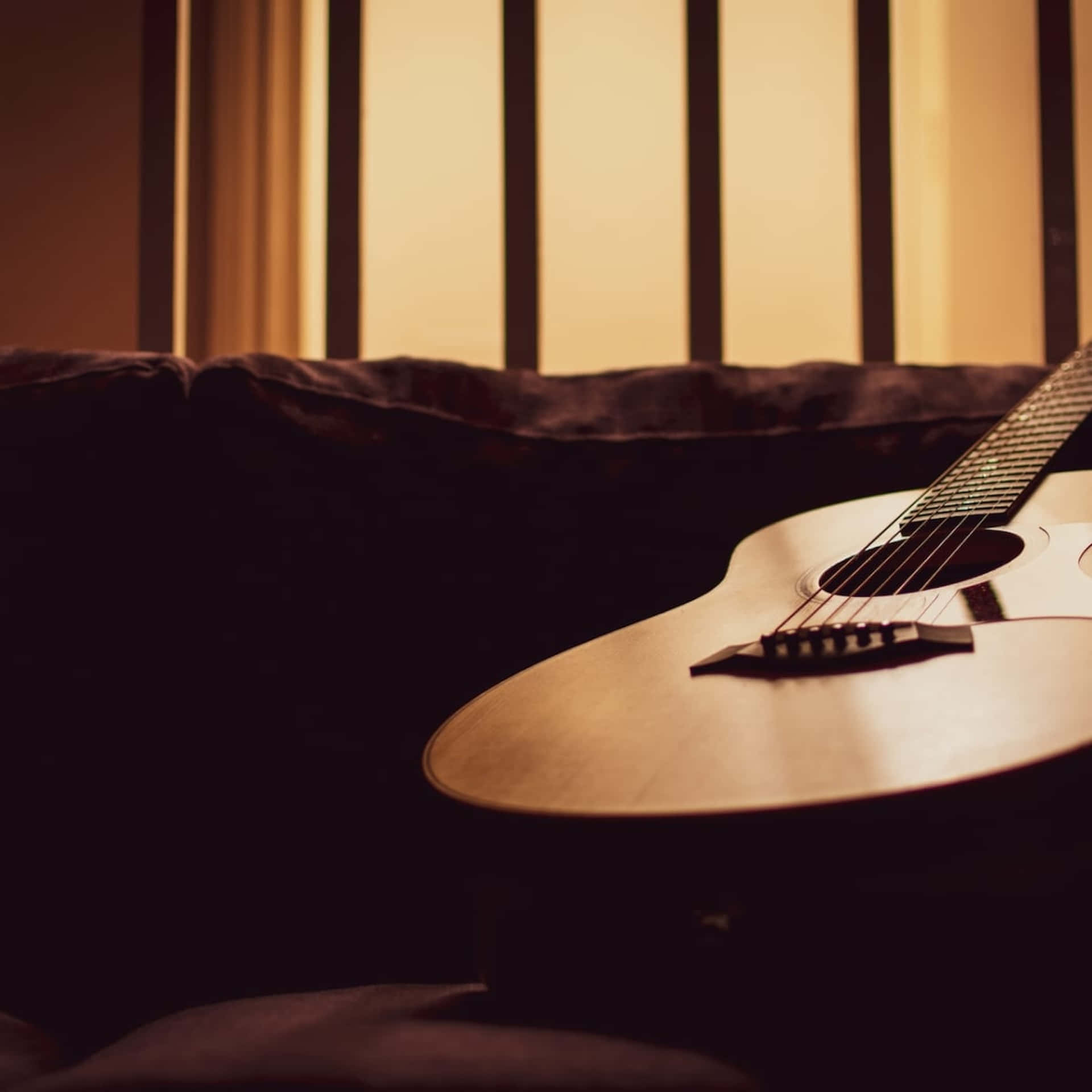 Acoustic Guitar Warm Lighting Background