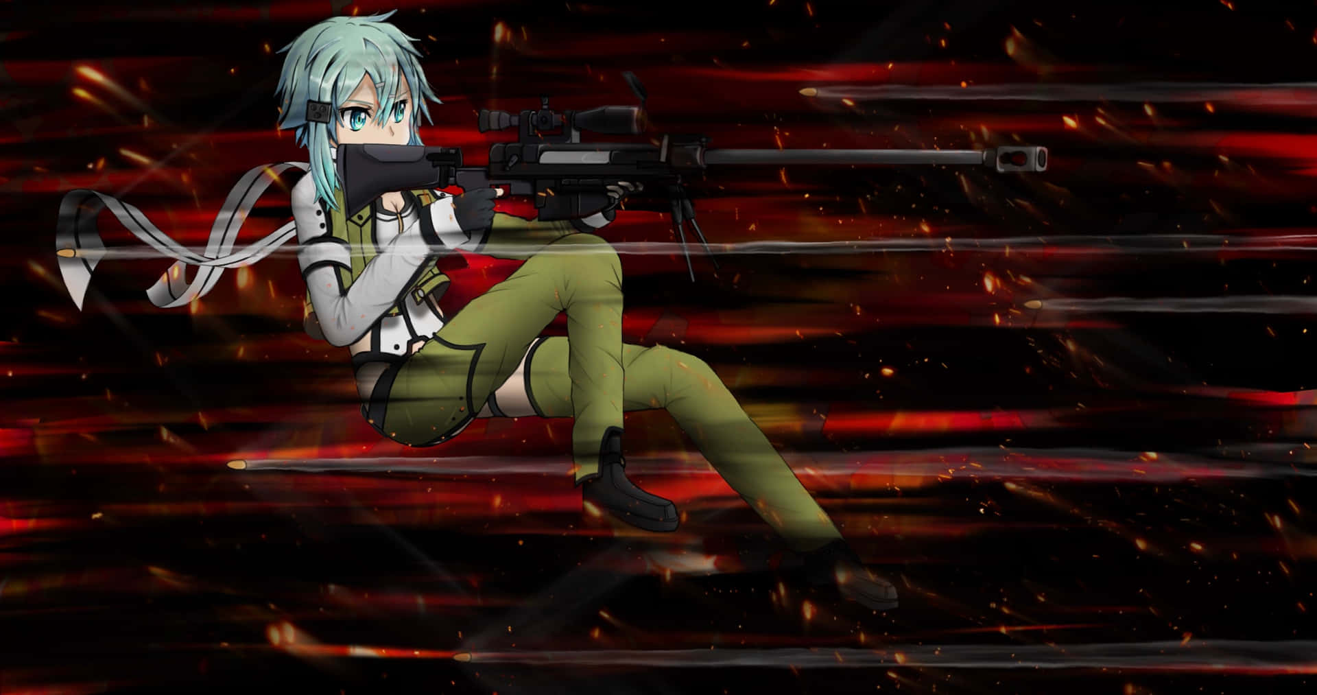 Acrobatic Warrior Sinon Struts Her Stuff Background
