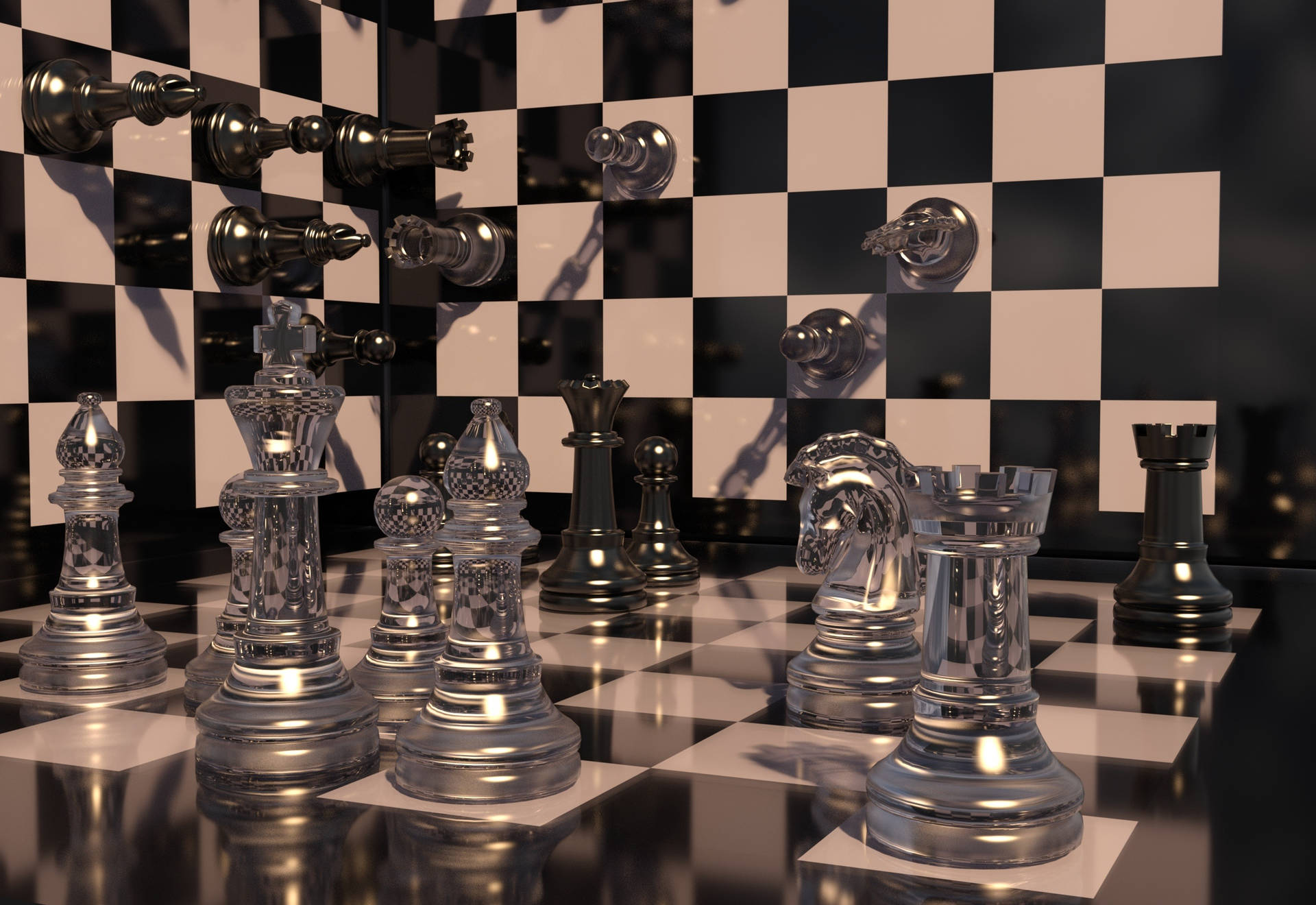 Acrylic Chess Pieces Background