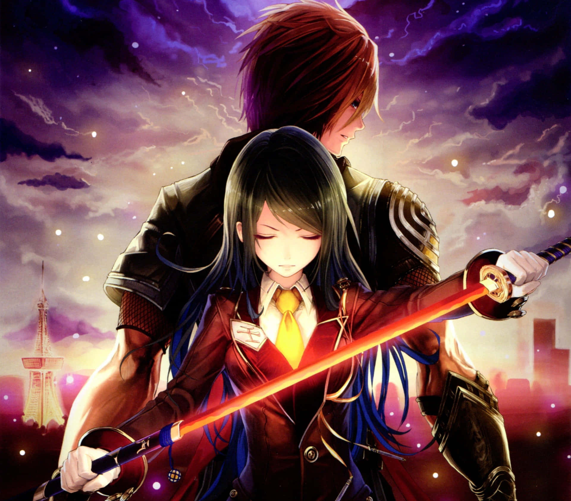 Action Anime Blood Of Bahamut Couple Background