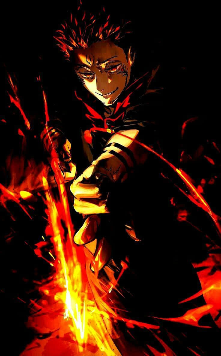 Action Anime Jujutsu Kaisen Fiery Sukuna Background