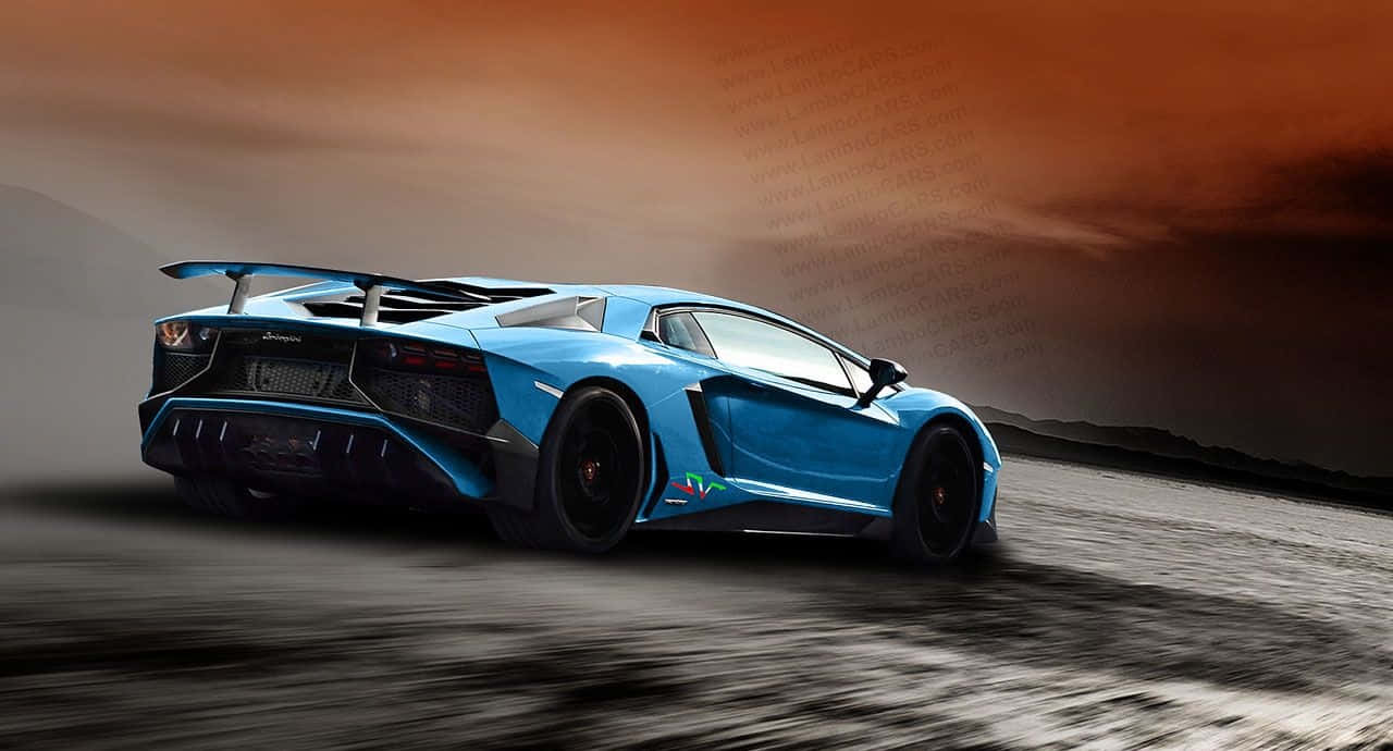 Action Blue Lamborghini Aventador Shot