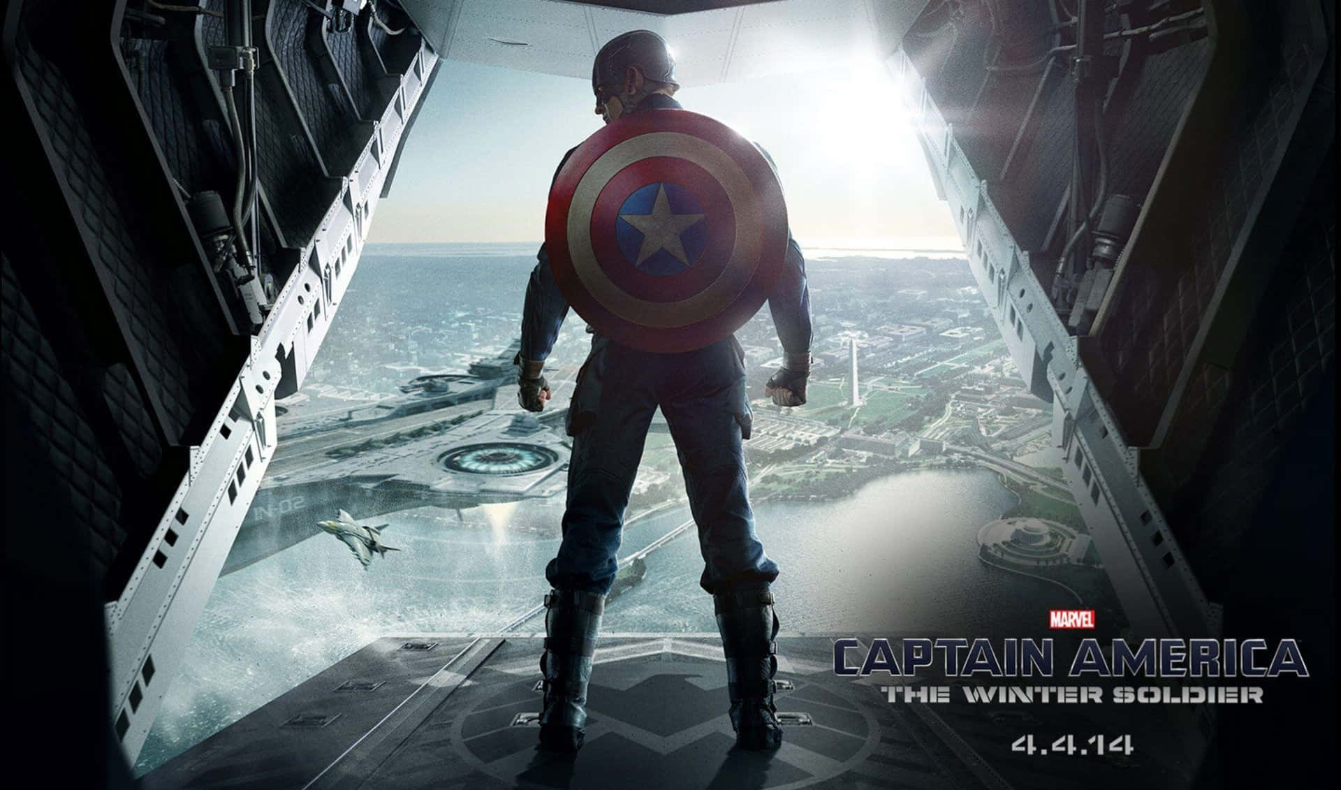 Action Captain America In Plane Background