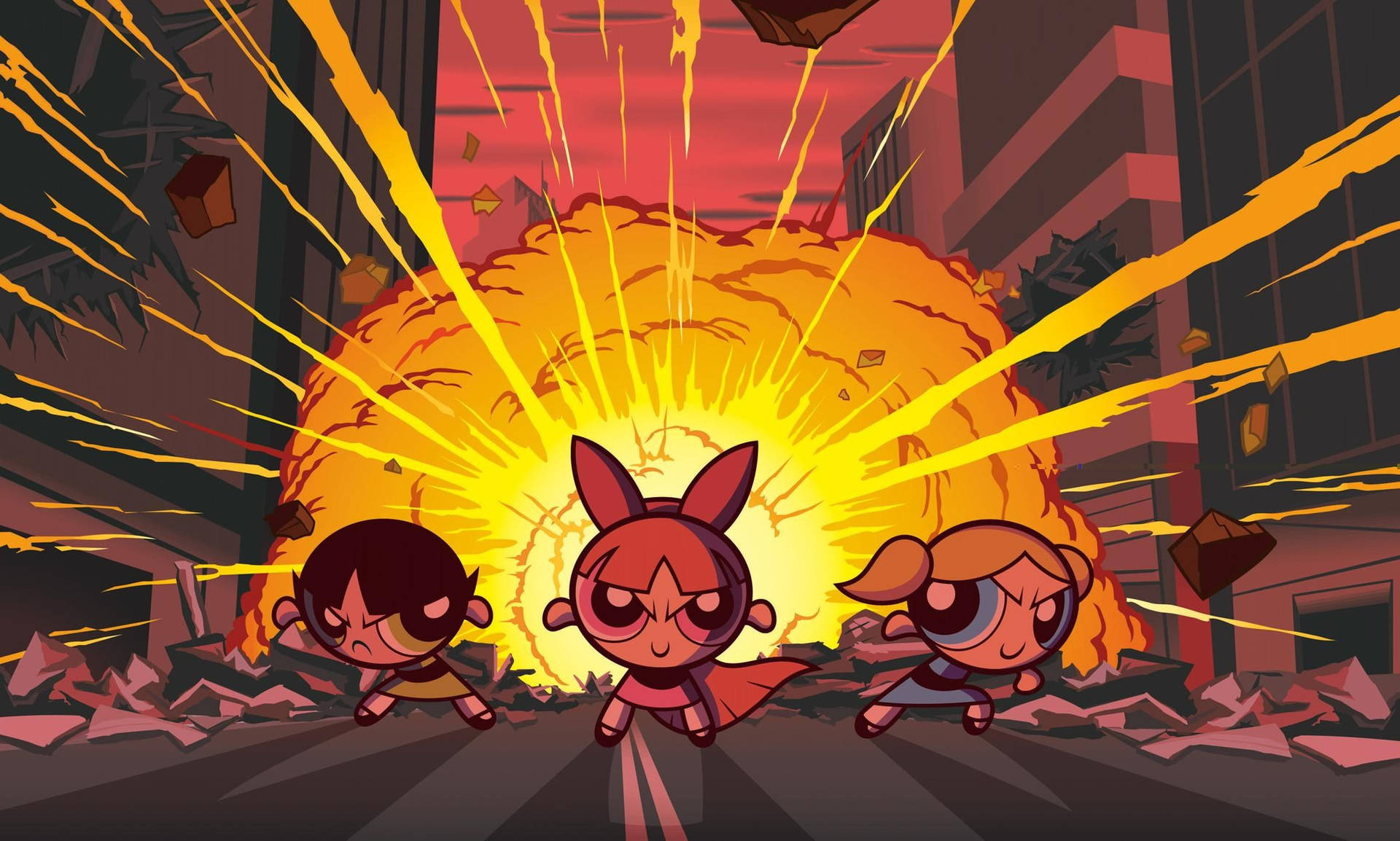 Action Cartoon Powerpuff Girls Background