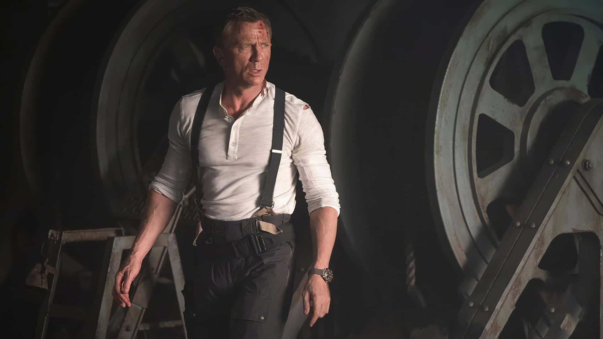 Action Hero In Industrial Setting Background
