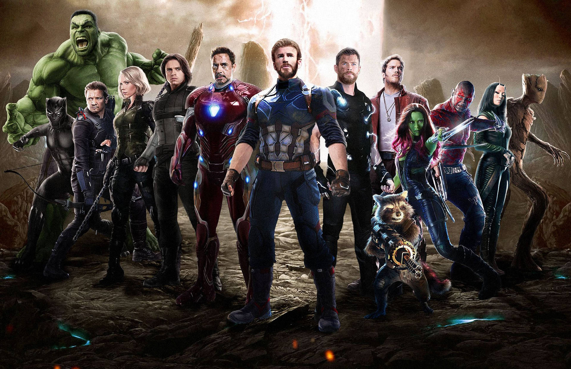 Action-packed 4k Wallpapers Of Avengers Team Background