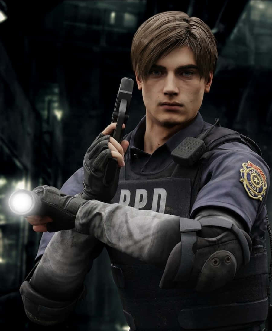 Action-packed Scene Of Leon S. Kennedy From Resident Evil Background