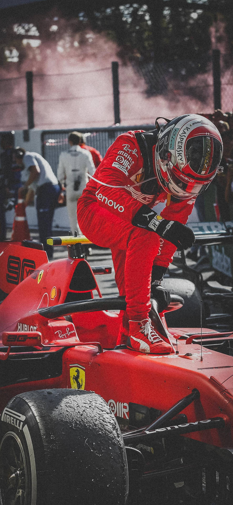 Action Shot Of F1 Driver Charles Leclerc Exiting His Racing Car