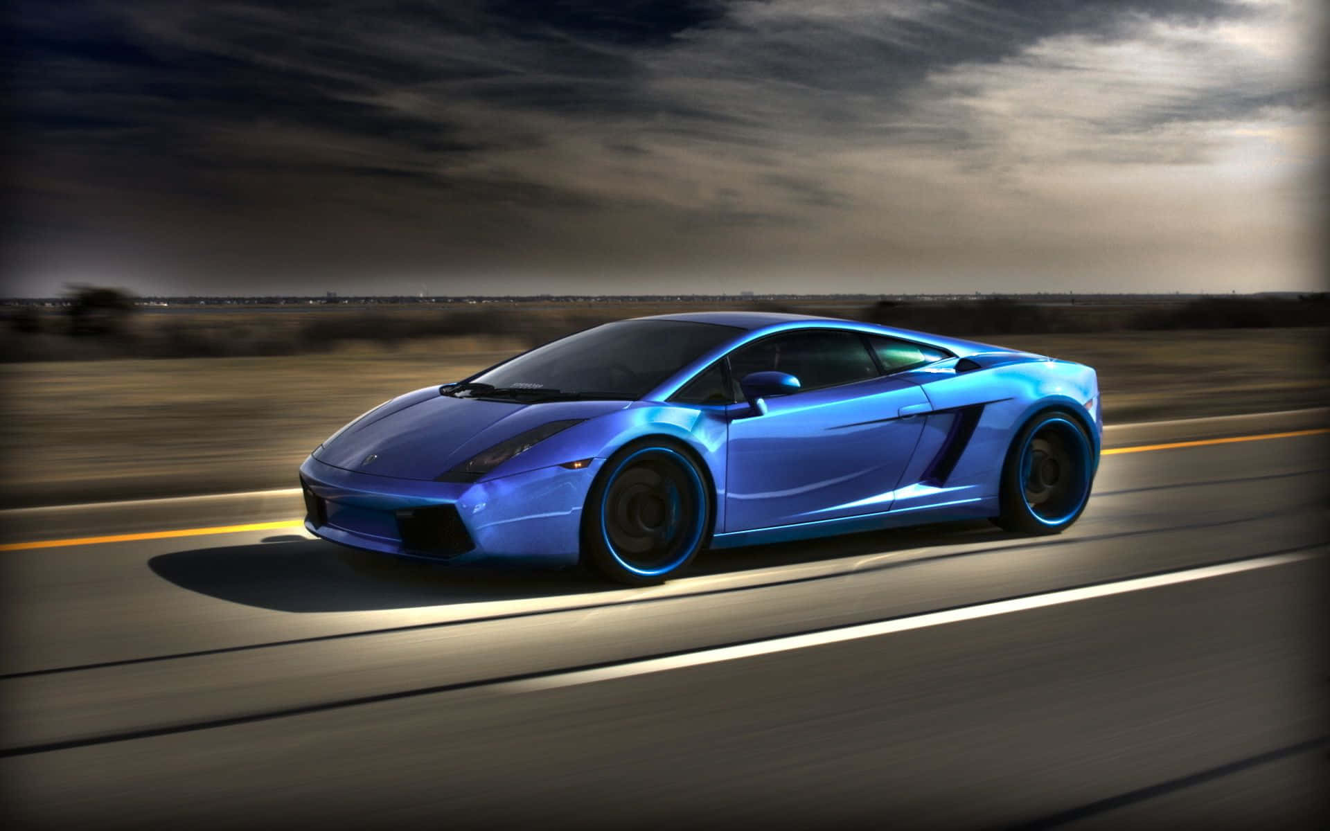 Action Sports Blue Lamborghini Aventador Background