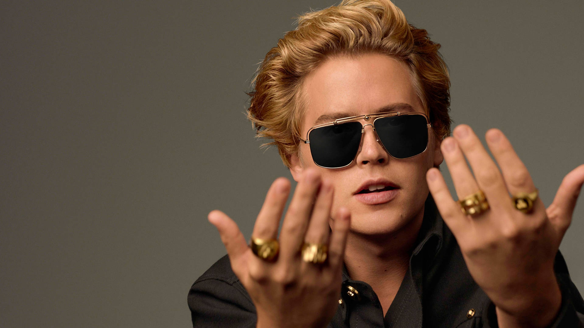 Actor Cole Sprouse Versace Sunglasses