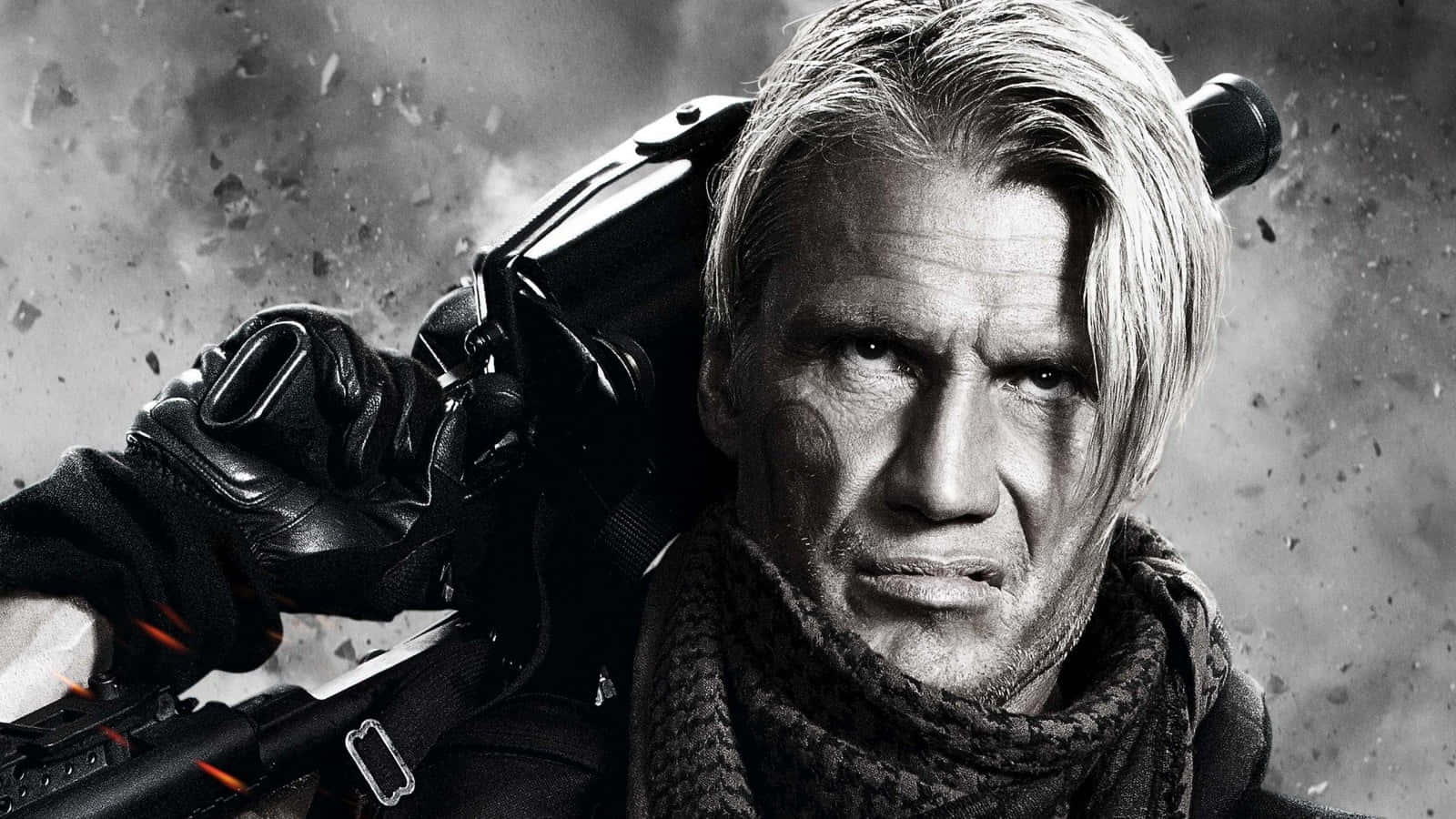 Actor Dolph Lundgren Looking Ready For Action. Background
