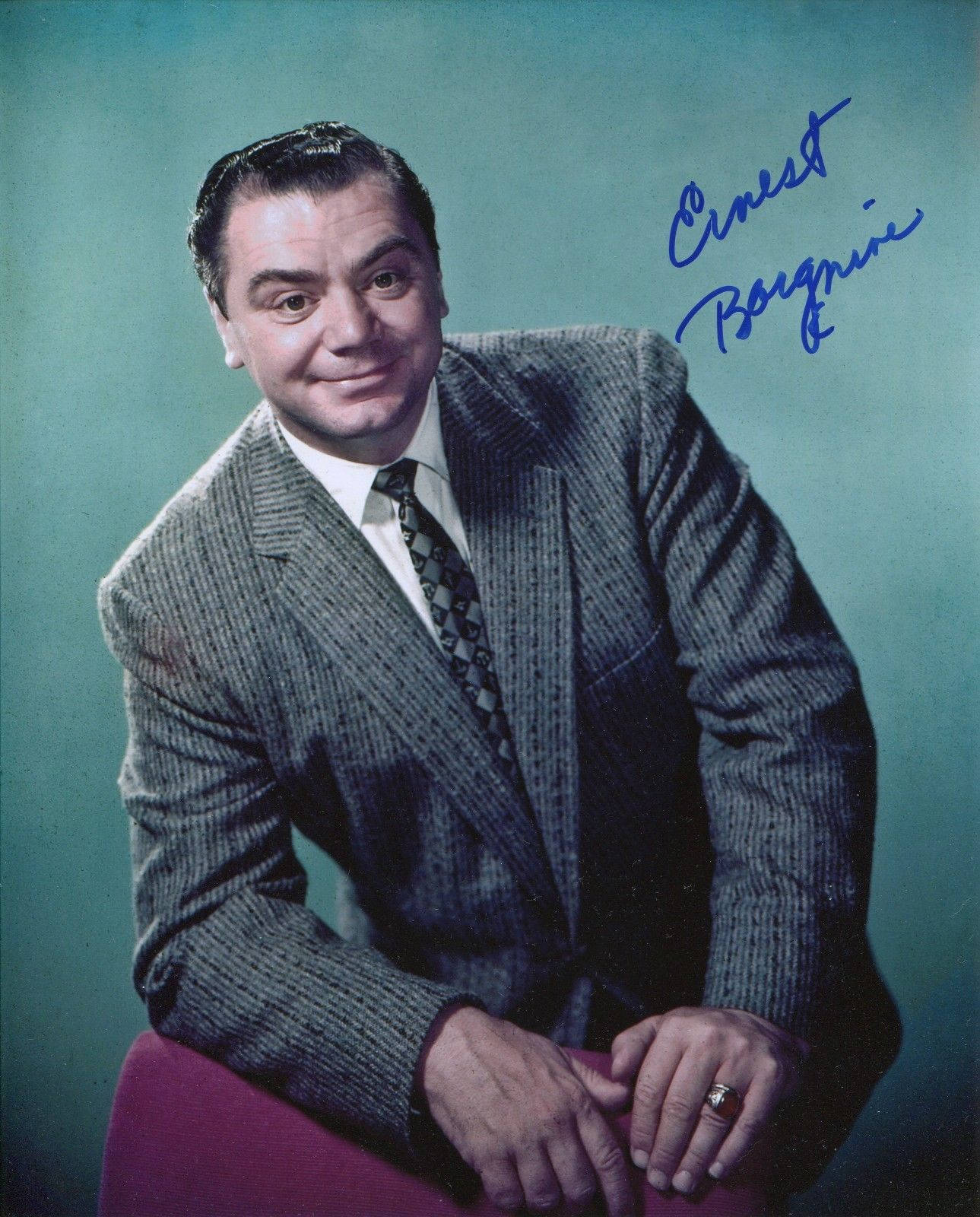 Actor Ernest Borgnine Signature Portrait Background