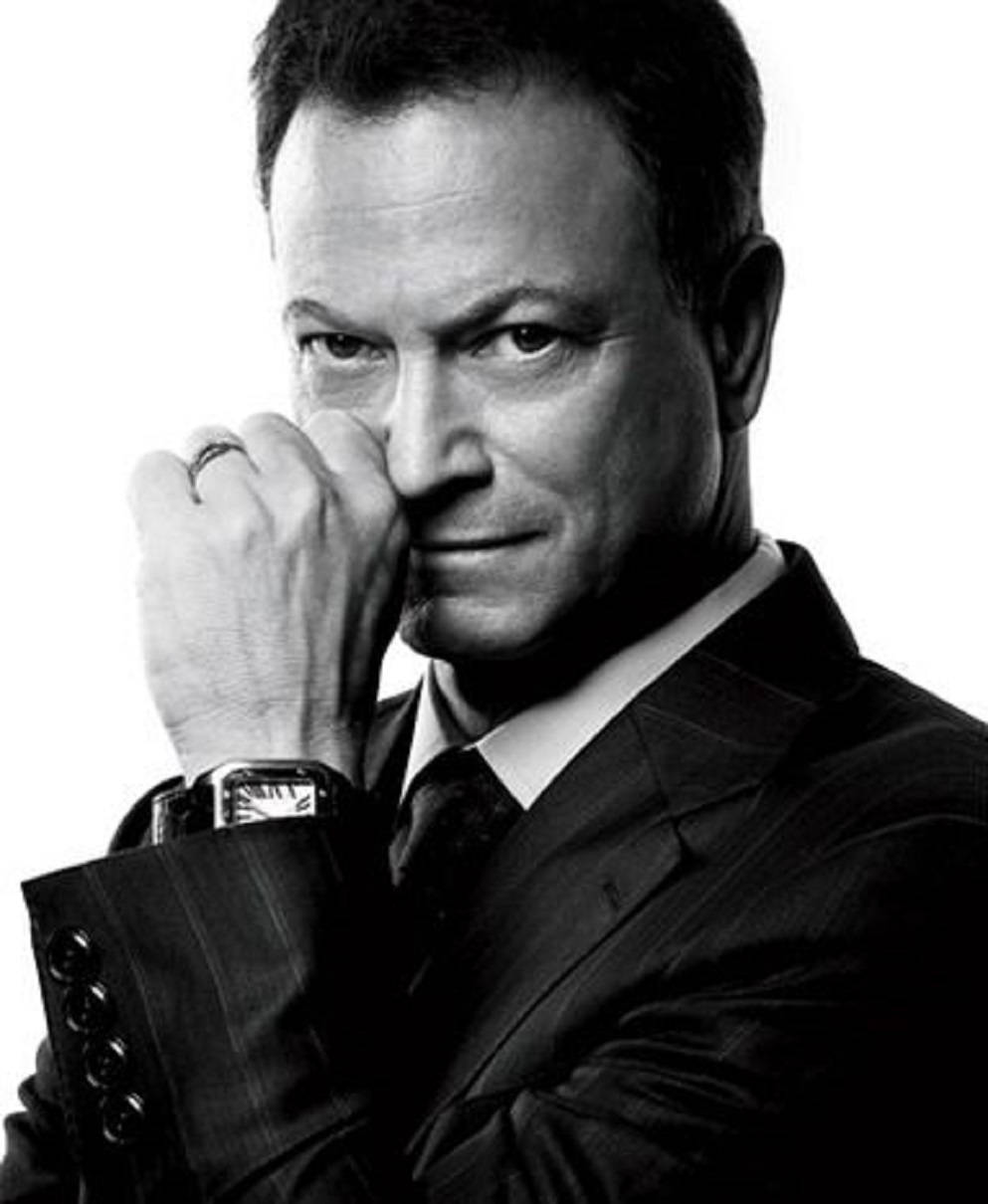 Actor Gary Sinise Grayscale Photo Background