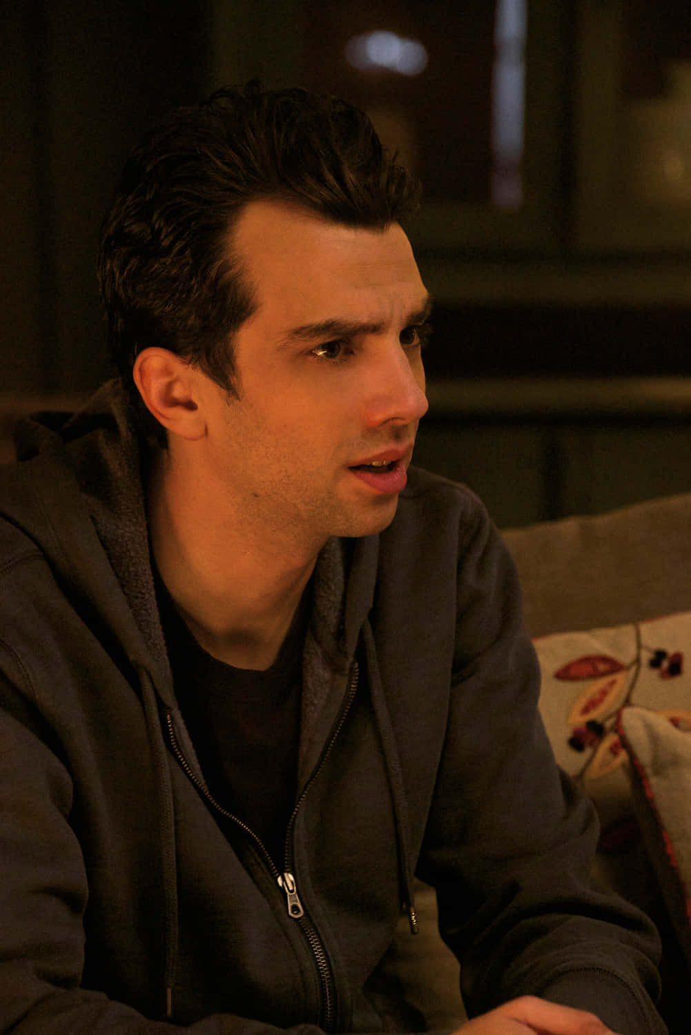 Actor Jay Baruchel Looking Dapper In A Blue Collared Shirt Background