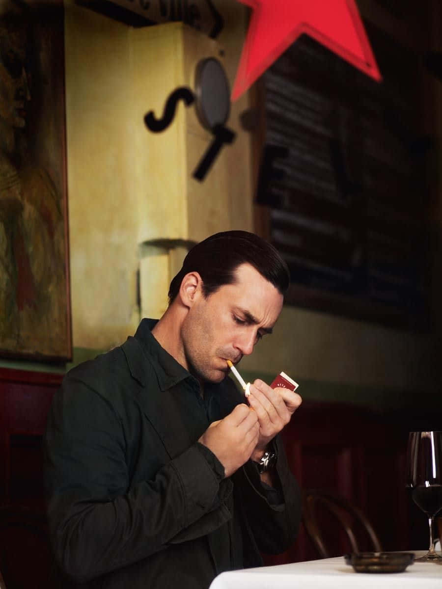 Actor Jon Hamm Poses In An All-black Outfit