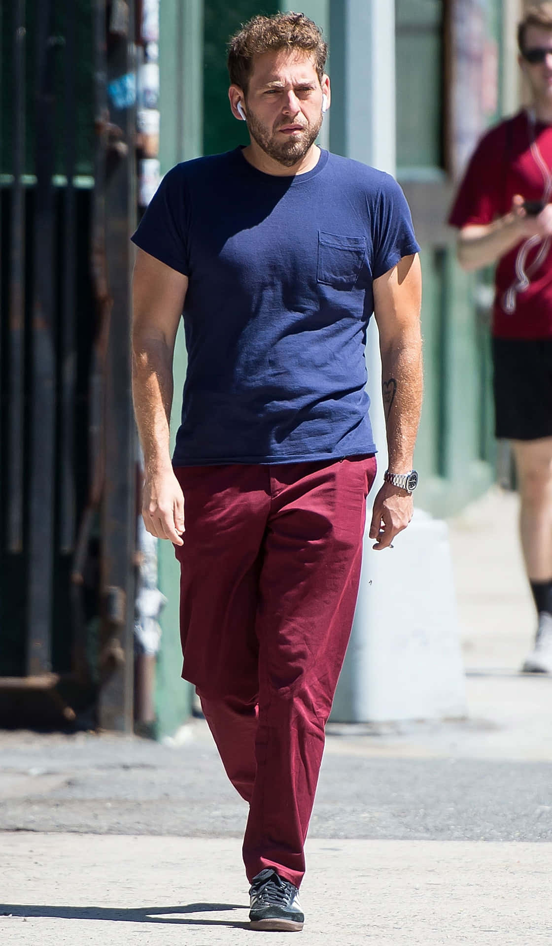 Actor Jonah Hill Smiles While Out On Location.