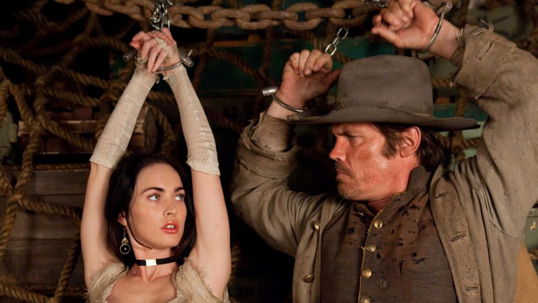 Actor Josh Brolin Poses In A Blue Suit Background