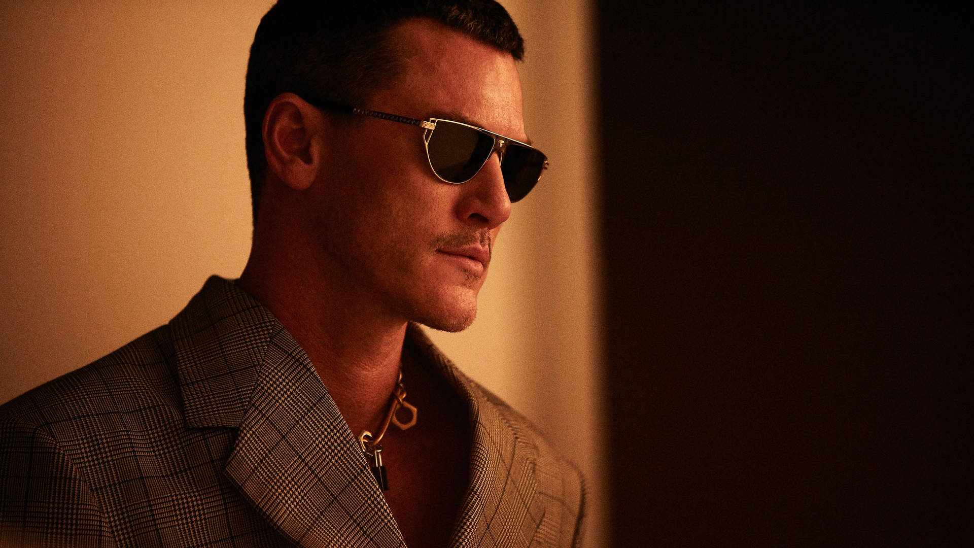 Actor Luke Evans Versace Sunglasses Collection