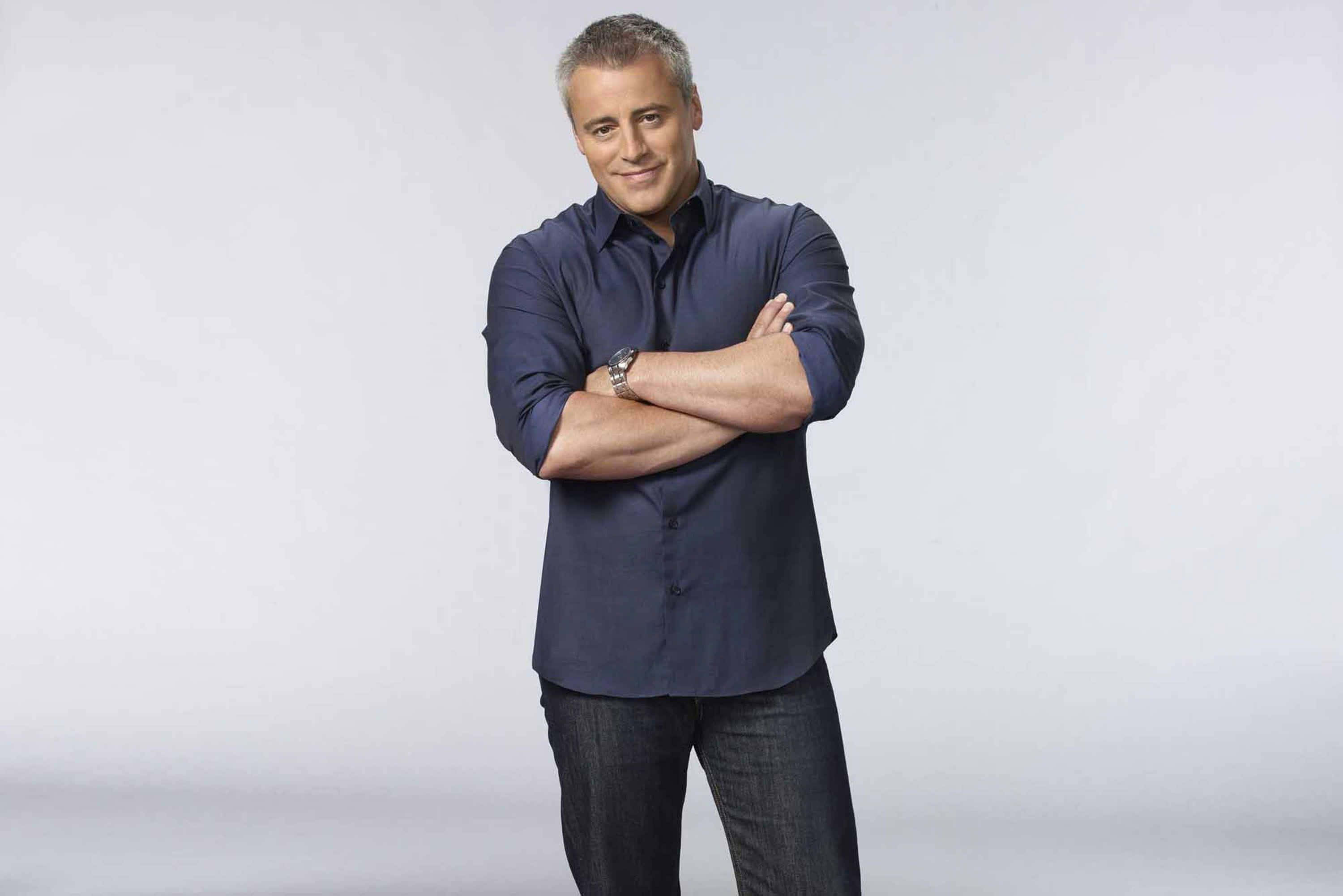 Actor Matt Leblanc In Front Of The Camera. Background