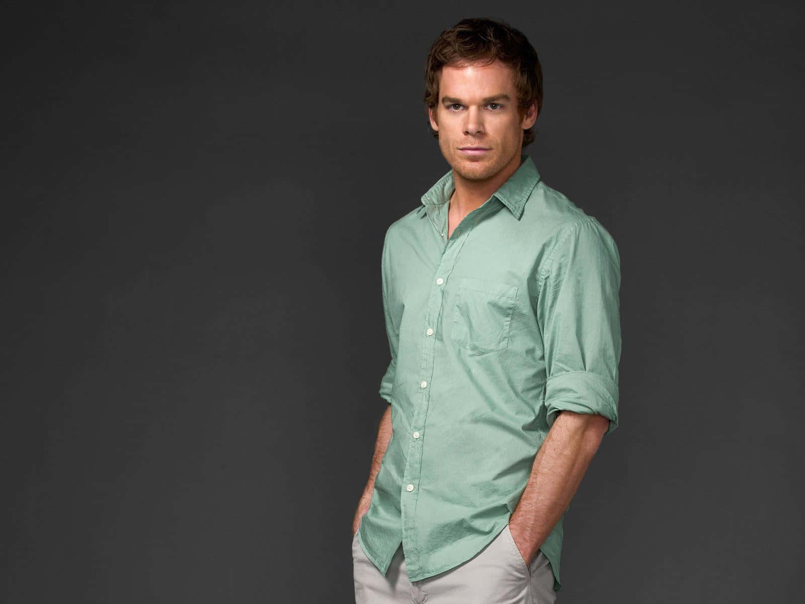 Actor Michael C. Hall Poses In A Bowtie. Background