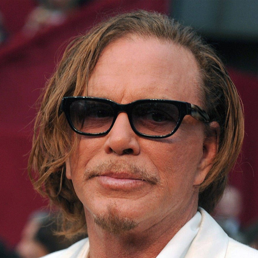 Actor Mickey Rourke In White Tuxedo At Oscars