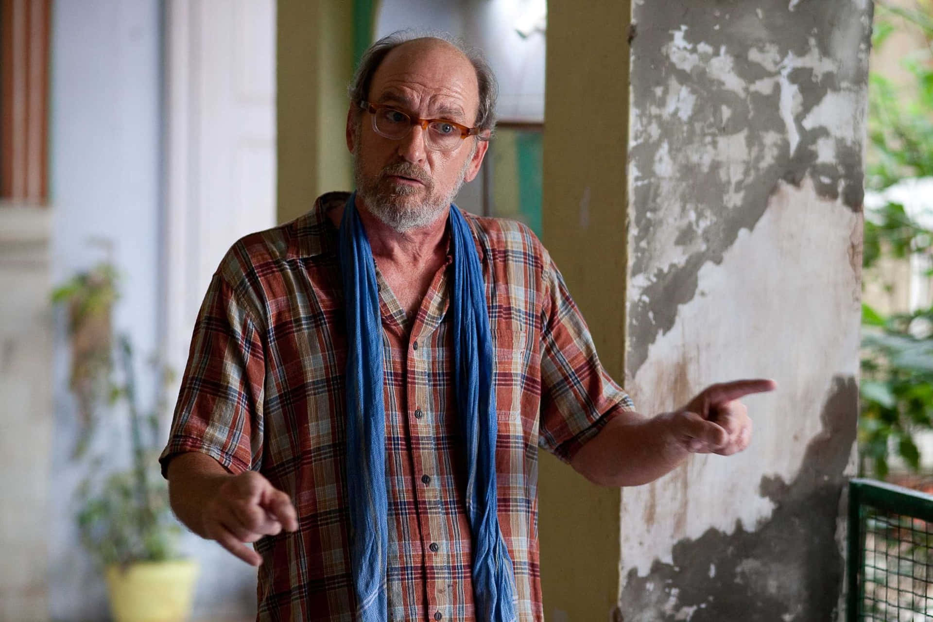 Actor Richard Jenkins Smiles. Background