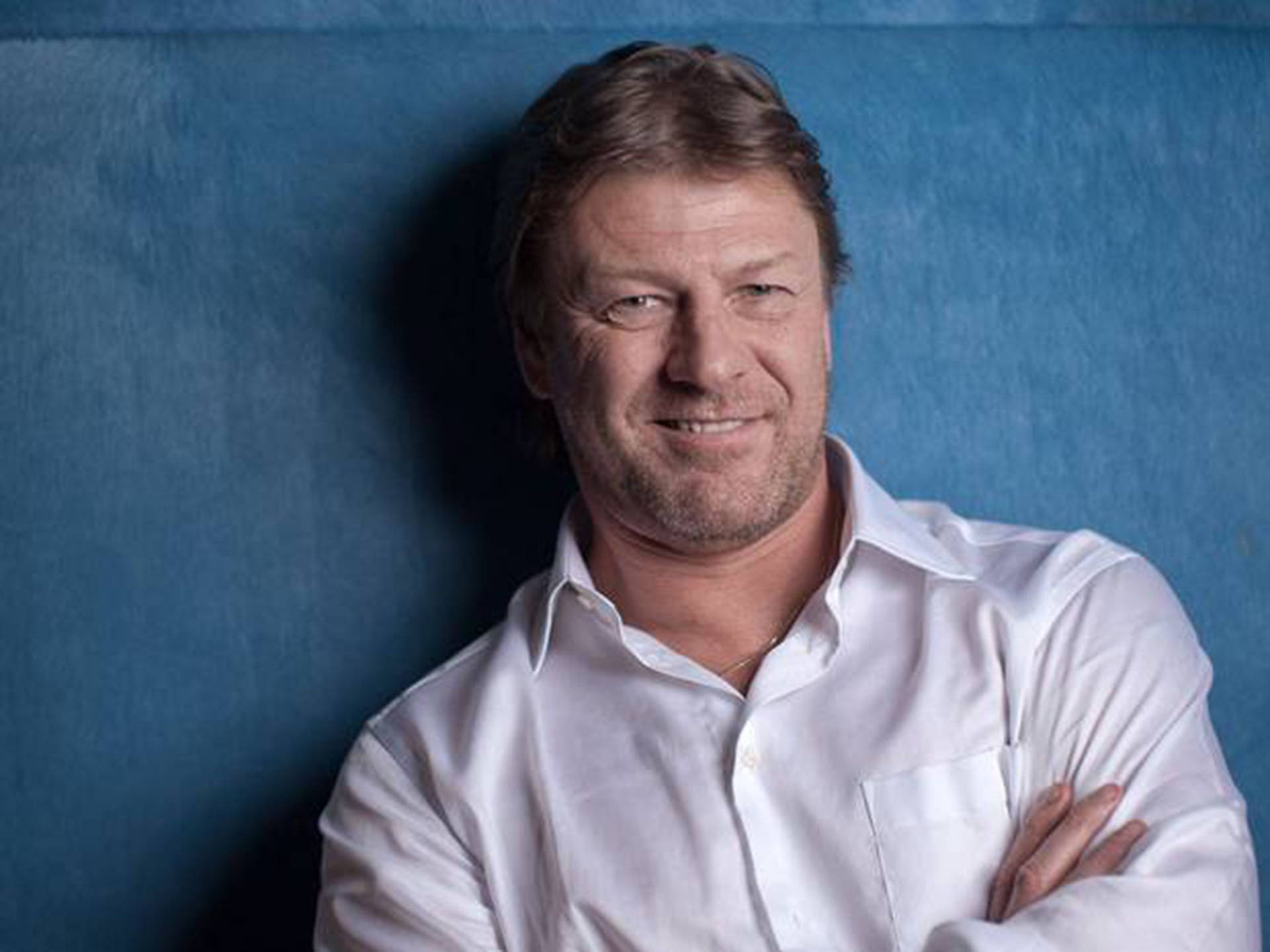 Actor Sean Bean Casual In White