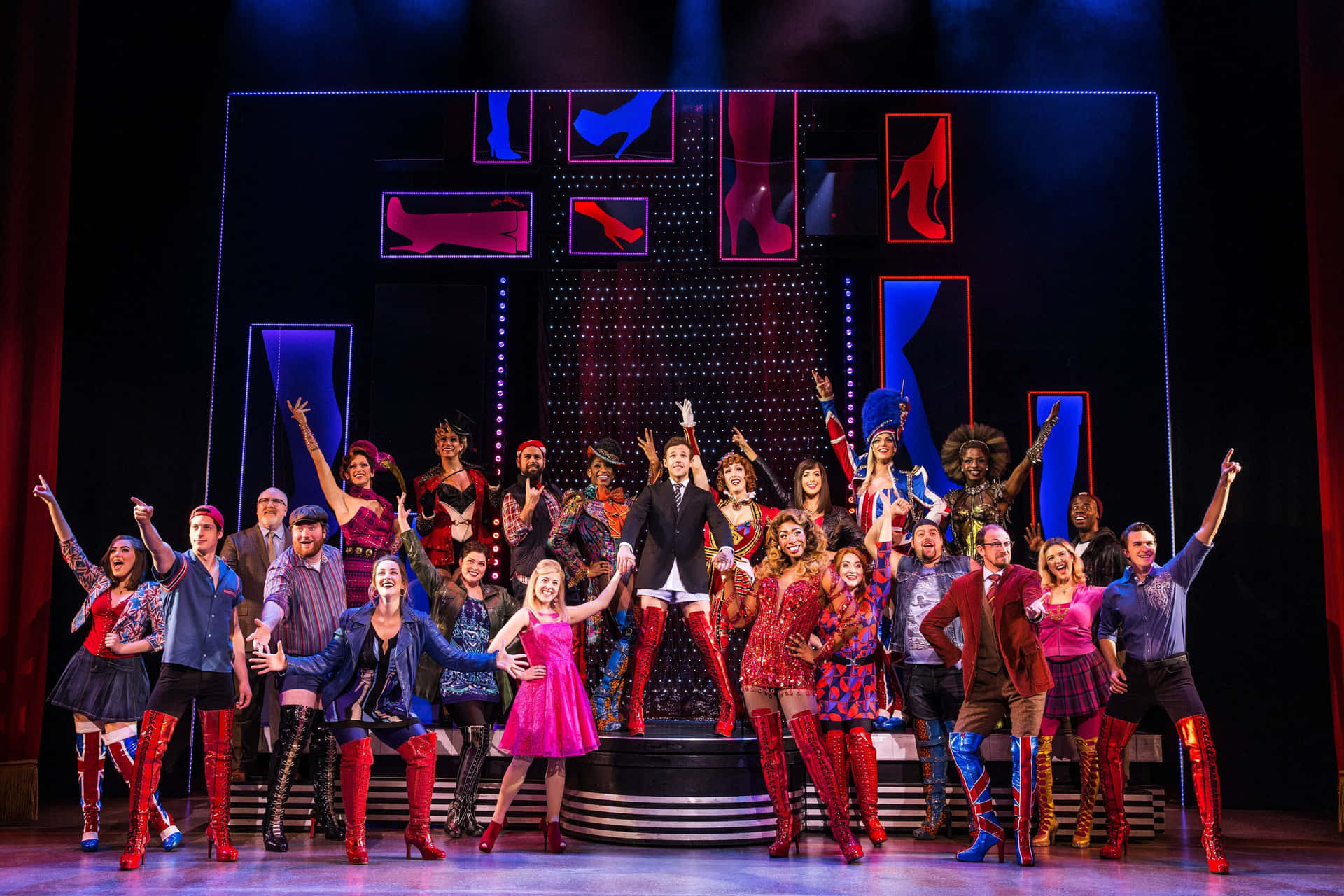 Actors Taking The Stage In A Musical Theatre Performance. Background