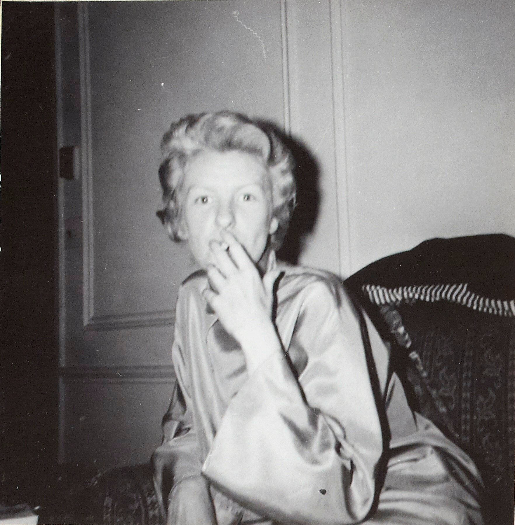 Actress Elaine Stritch Smoking Candid Background