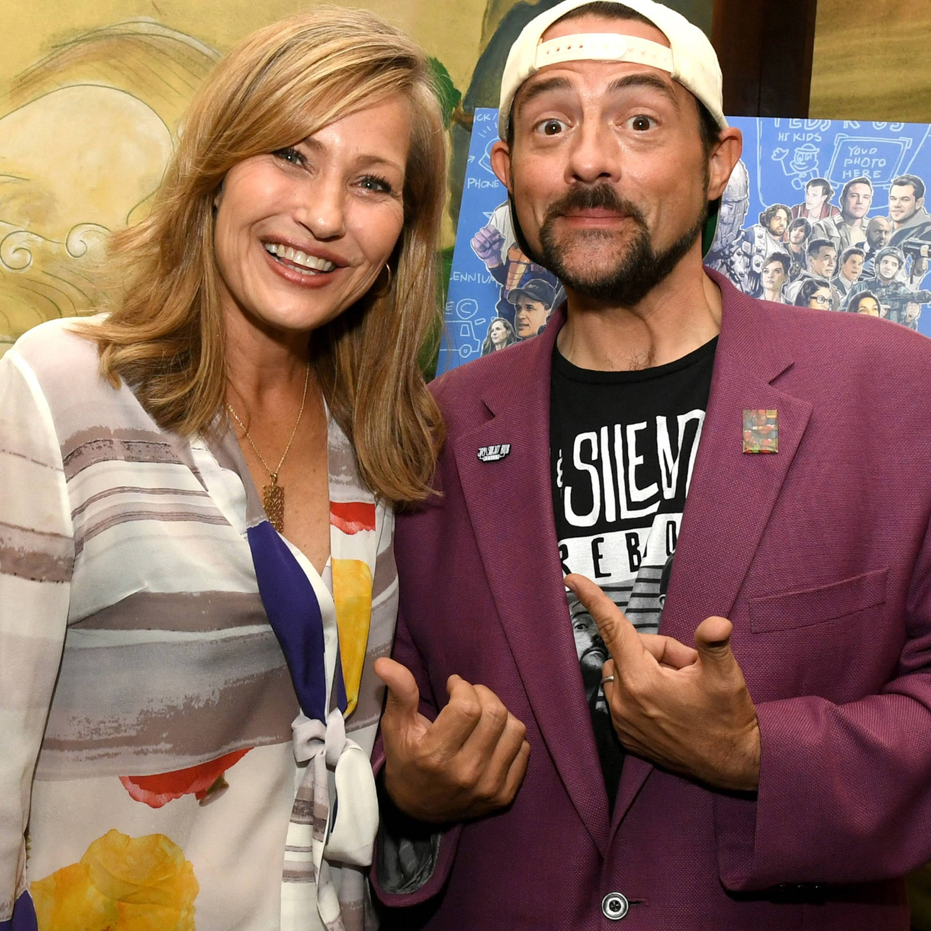 Actress Joey Lauren Adams With Filmmaker Kevin Smith Background