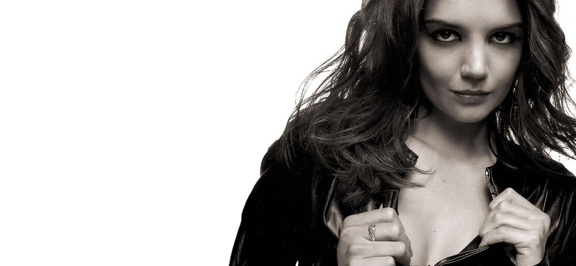 Actress Katie Holmes Black And White Photoshoot Background