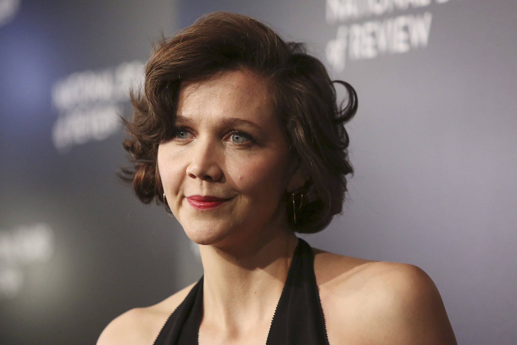 Actress Maggie Gyllenhaal Black Dress Photo Background