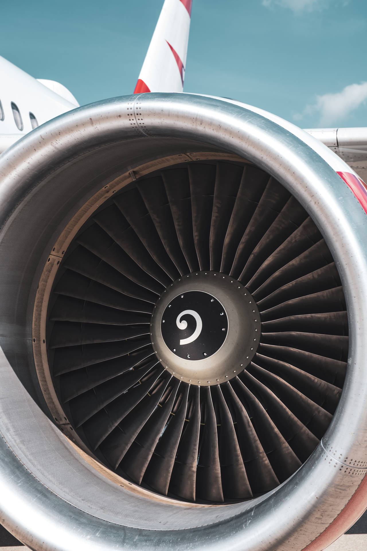Actual Close-up View Of A Jet Engine Background