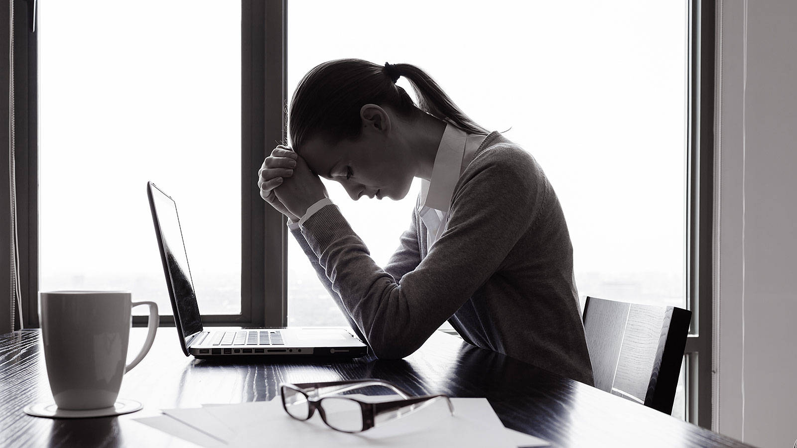 Actuary Employee Work Stress Black And White