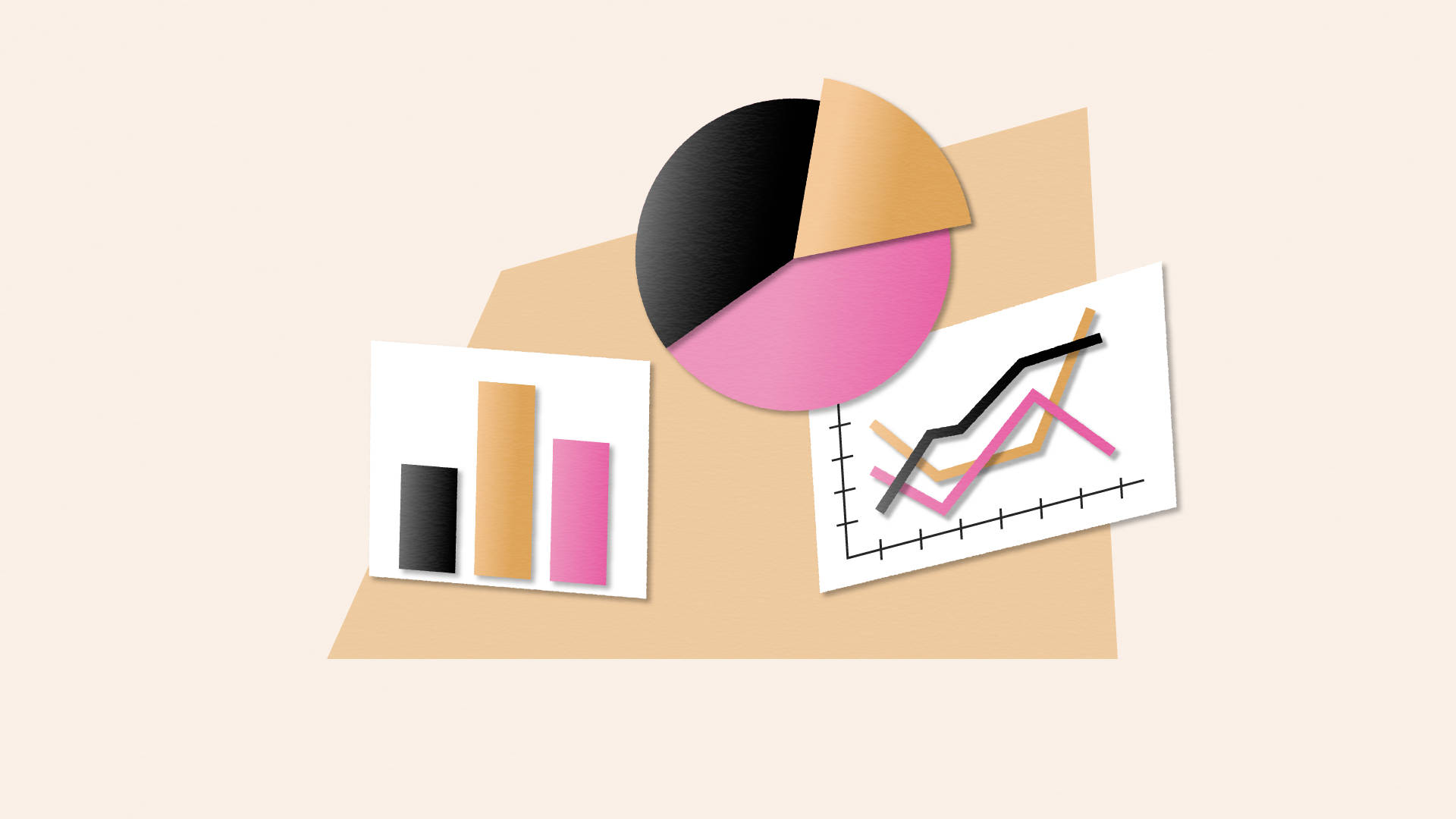 Actuary Work Aesthetic Line Graphs Pie Chart Background