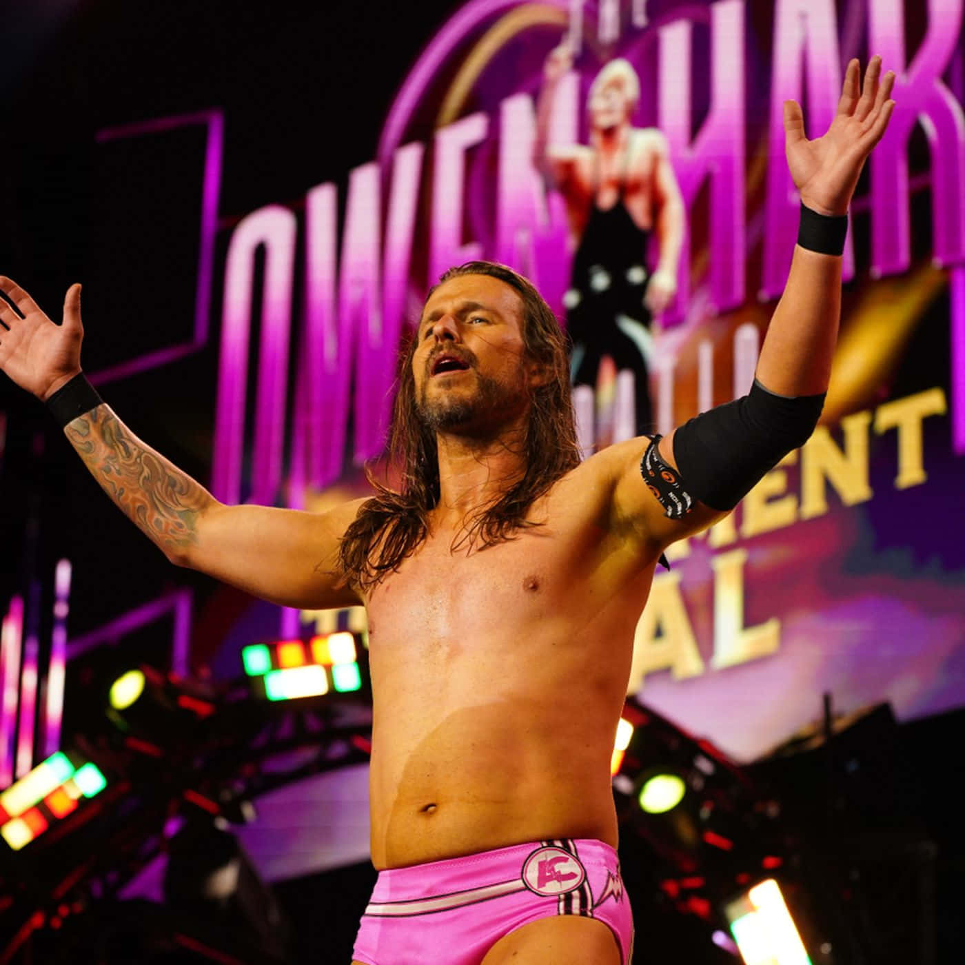 Adam Cole On Stage During Aew Double Or Nothing Background