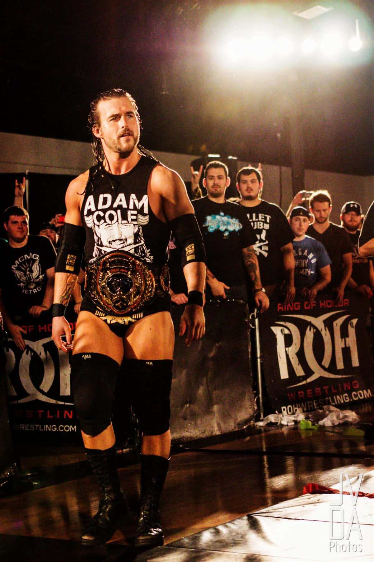 Adam Cole With His Supporters Background