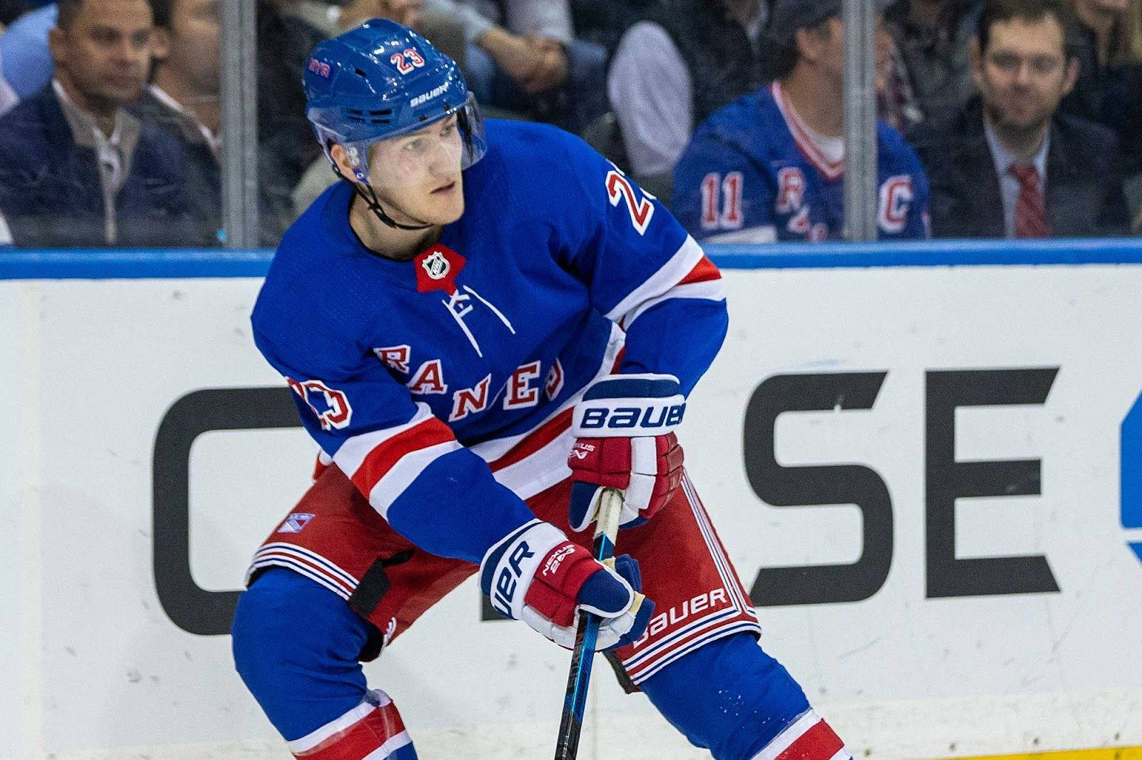 Adam Fox Blue New York Rangers Background