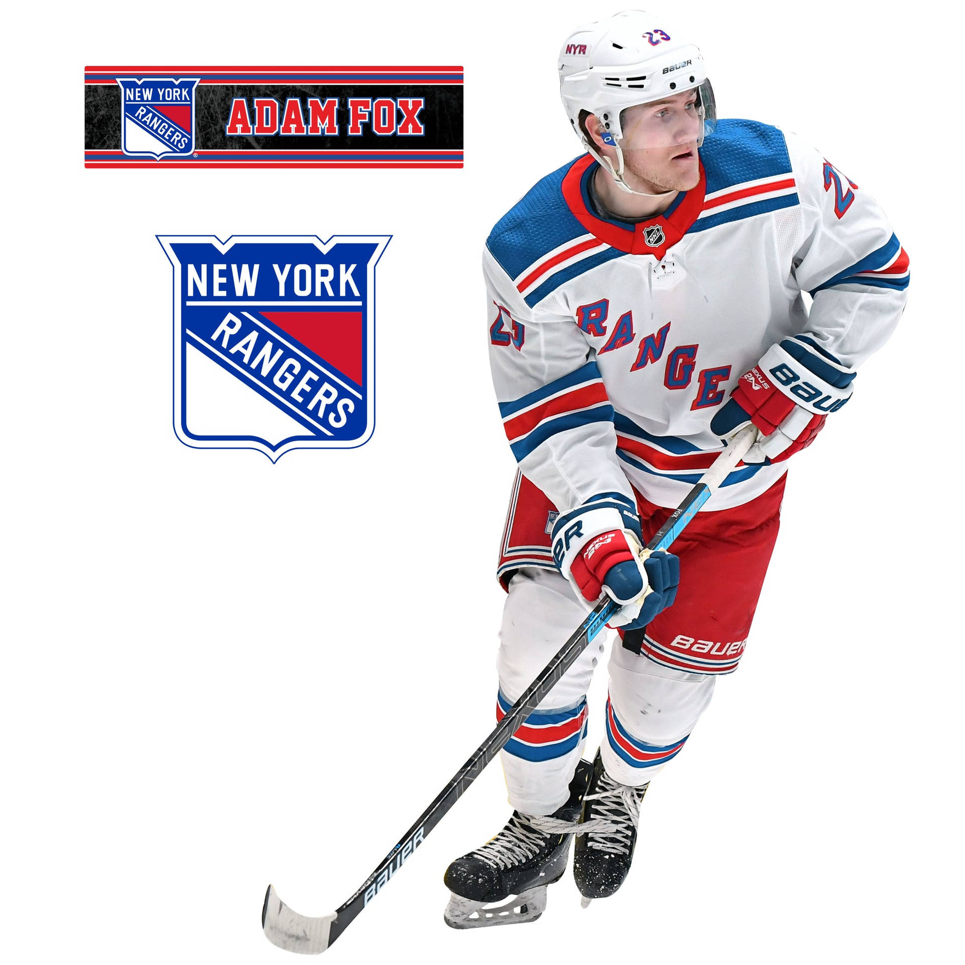 Adam Fox White New York Rangers Background