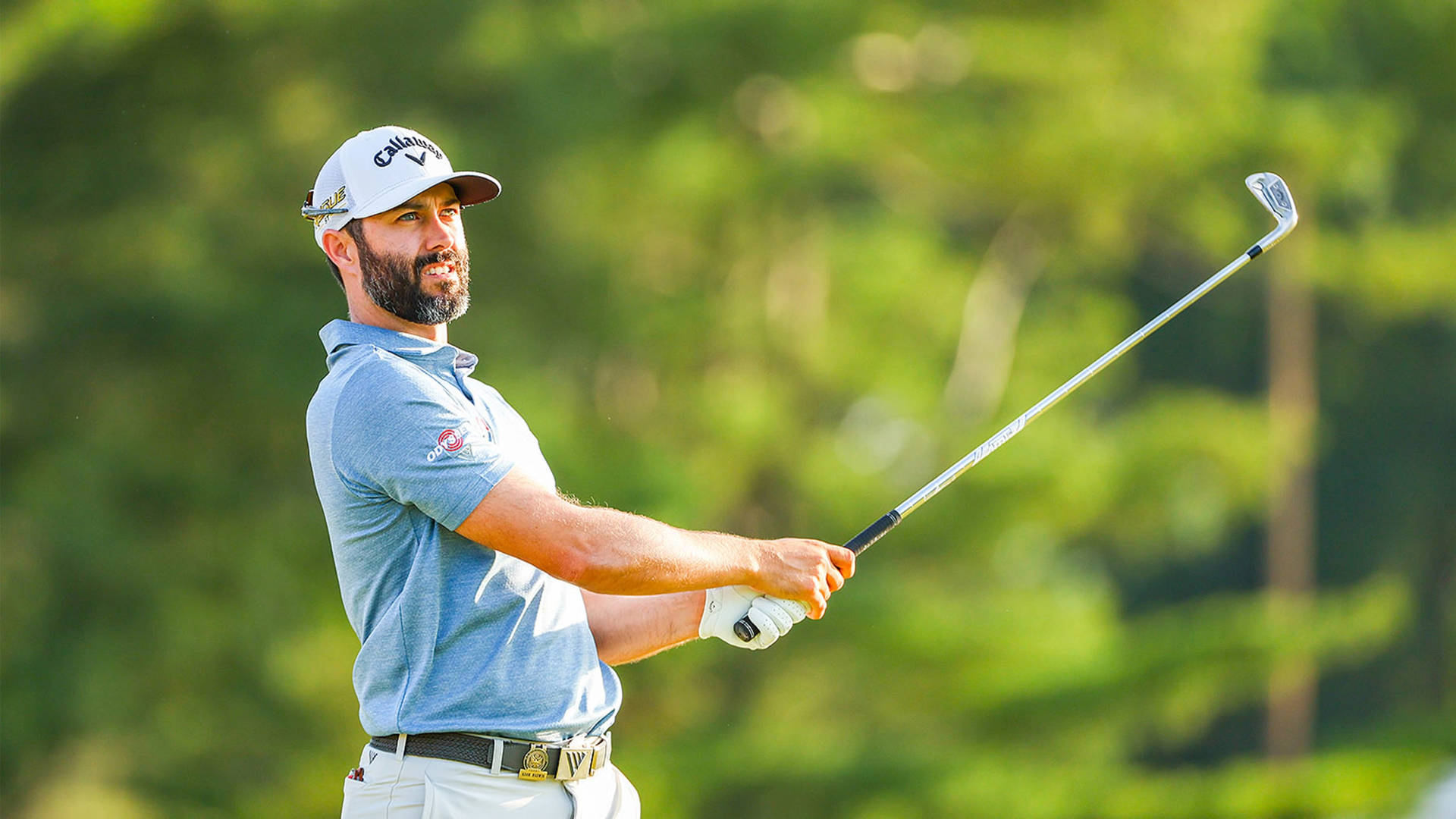 Adam Hadwin In Action During The Golf Tournament Background