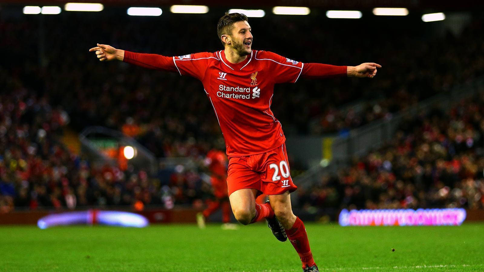 Adam Lallana Arms Open In Celebration Background